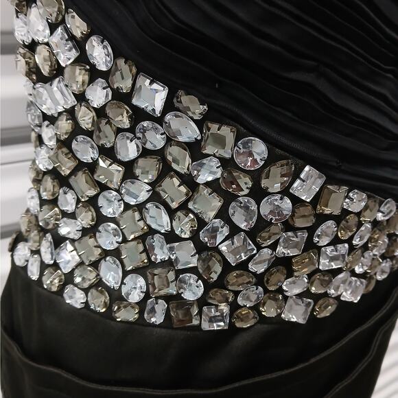 Faviana Womens Cocktail Dress Size Small Black Formal Strapless Crystal Beaded - Picture 6 of 11